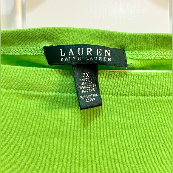 Lauren Ralph Lauren Lime Green Top - 3x - 100% Cotton - Y2K - LIKE NEW! - Picture 2 of 5